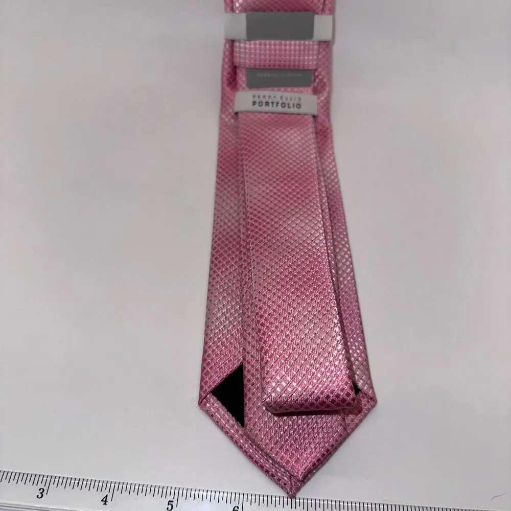 Perry Ellis‎ Portfolio Pink Polyester Neck Tie - Textured Design